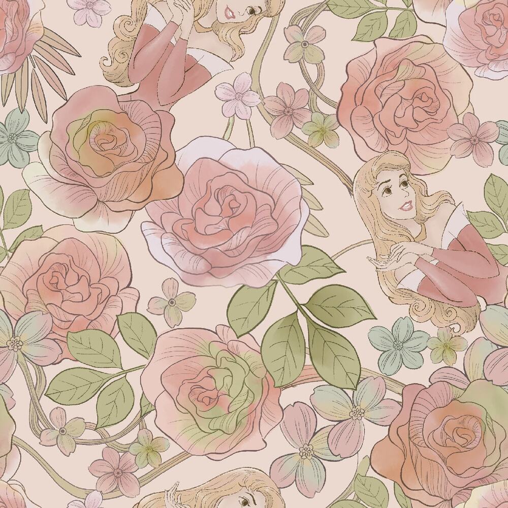 Disney Sleeping Beauty Aurora Pastel Flower by Springs Creative Fabric - 1/2 Yd